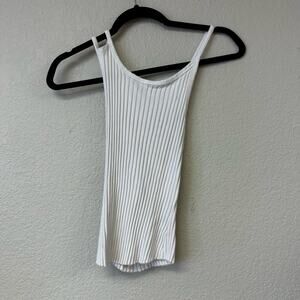 The Range Rib Knit Strappy Crossback Tank Top White Size XS